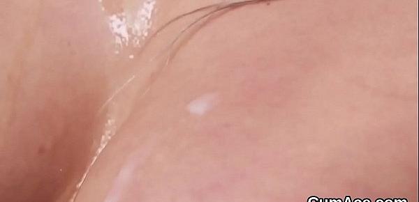  Unusual honey gets cumshot on her face swallowing all the semen
